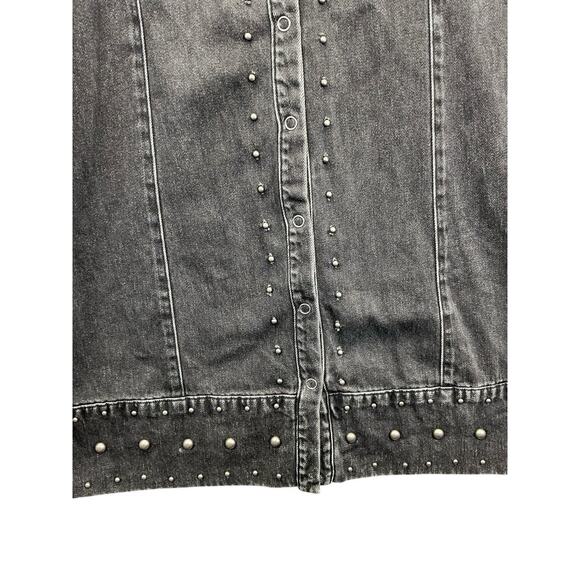 Free People Bennett Mini Denim Studded Dress Jacket Black Sz Medium - Picture 8 of 15